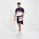hombres camiseta venire ropa Ellesse azul marino/rojo/blanco PZZNT401 - Image 3