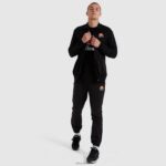 hombres parte superior de la pista de marzo ropa Ellesse negro PZZNT326 - Image 2
