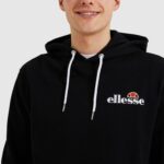 hombres primero sudadera con capucha ropa Ellesse negro PZZNT319 - Image 4