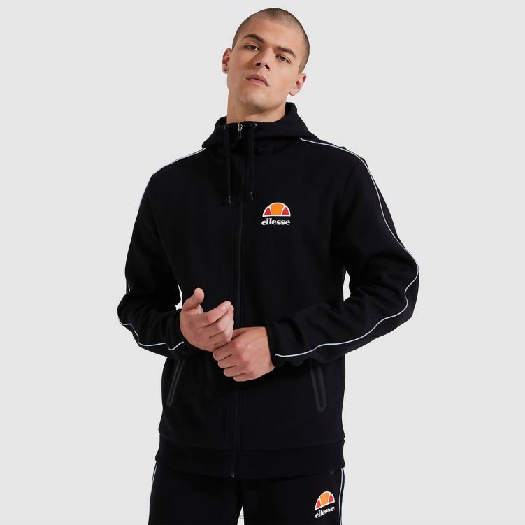 hombres sudadera con capucha ornari fz ropa Ellesse negro PZZNT316 - Image 1