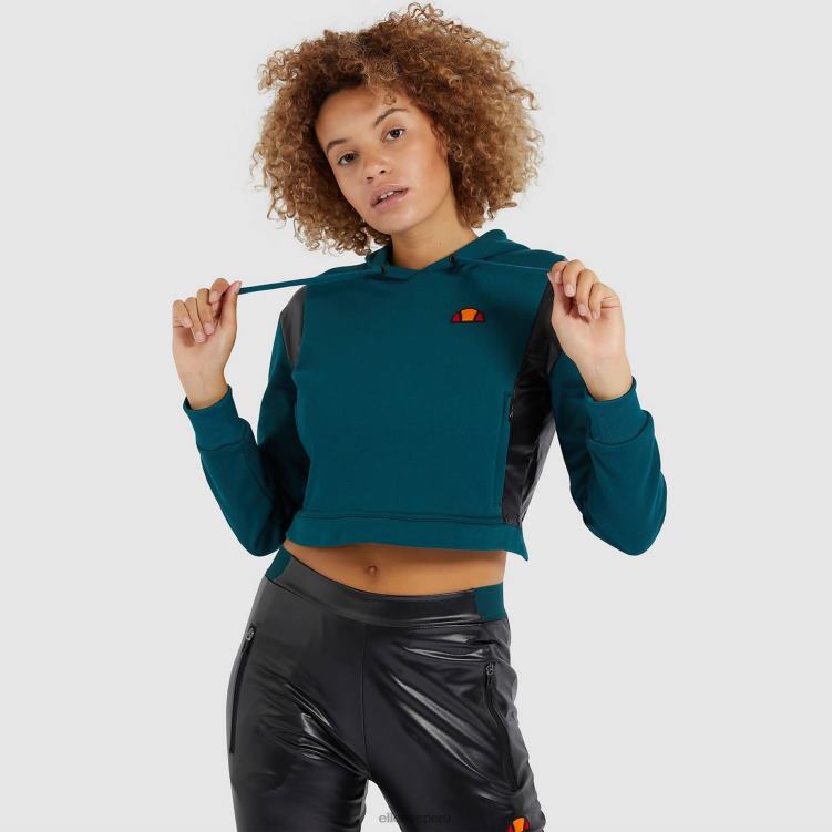mujer sudadera corta con capucha fioci ropa Ellesse verde azulado PZZNT178 - Image 1